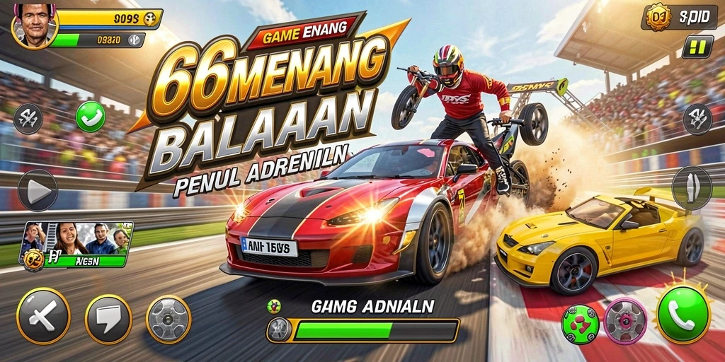 Tampilan menarik dari gameplay balapan 66MENANG dengan mobil cepat.
