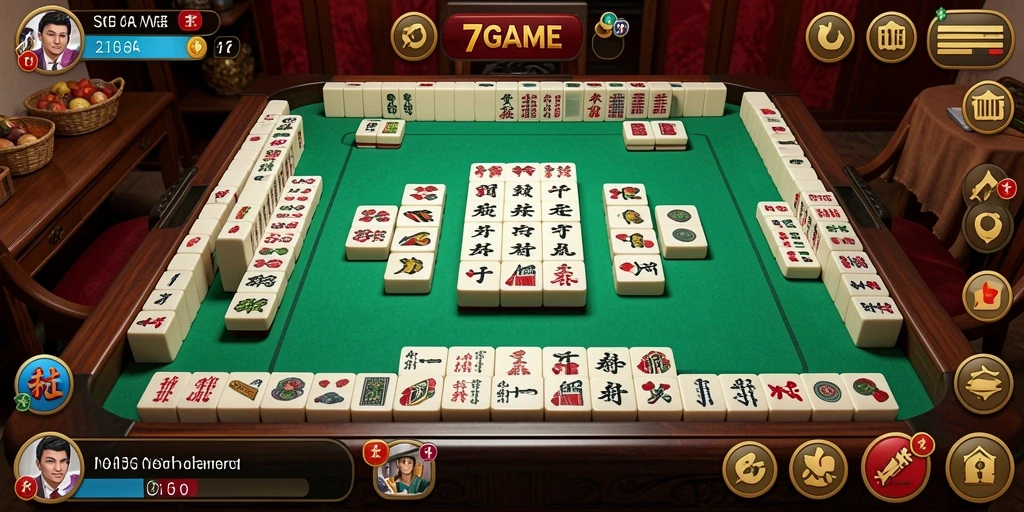 Tampilan gameplay 7GAME dengan estetika Mahjong yang menawan.