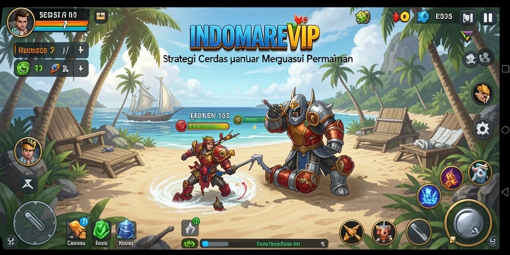 Screenshot gameplay INDOMAREVIP yang menampilkan pertarungan strategis.