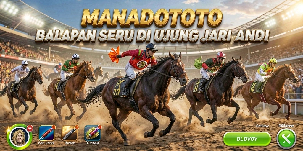 Tampilan gameplay <strong>MANADOTOTO</strong> yang mendebarkan dengan mobil balap melaju kencang di lintasan.