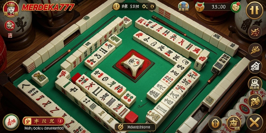 Tampilan gameplay MERDEKA777 dengan grafis Mahjong yang menarik.