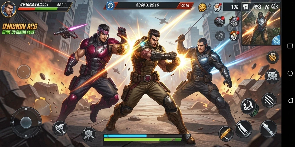 Tampilan gameplay seru dalam RP8 saat karakter bertarung.